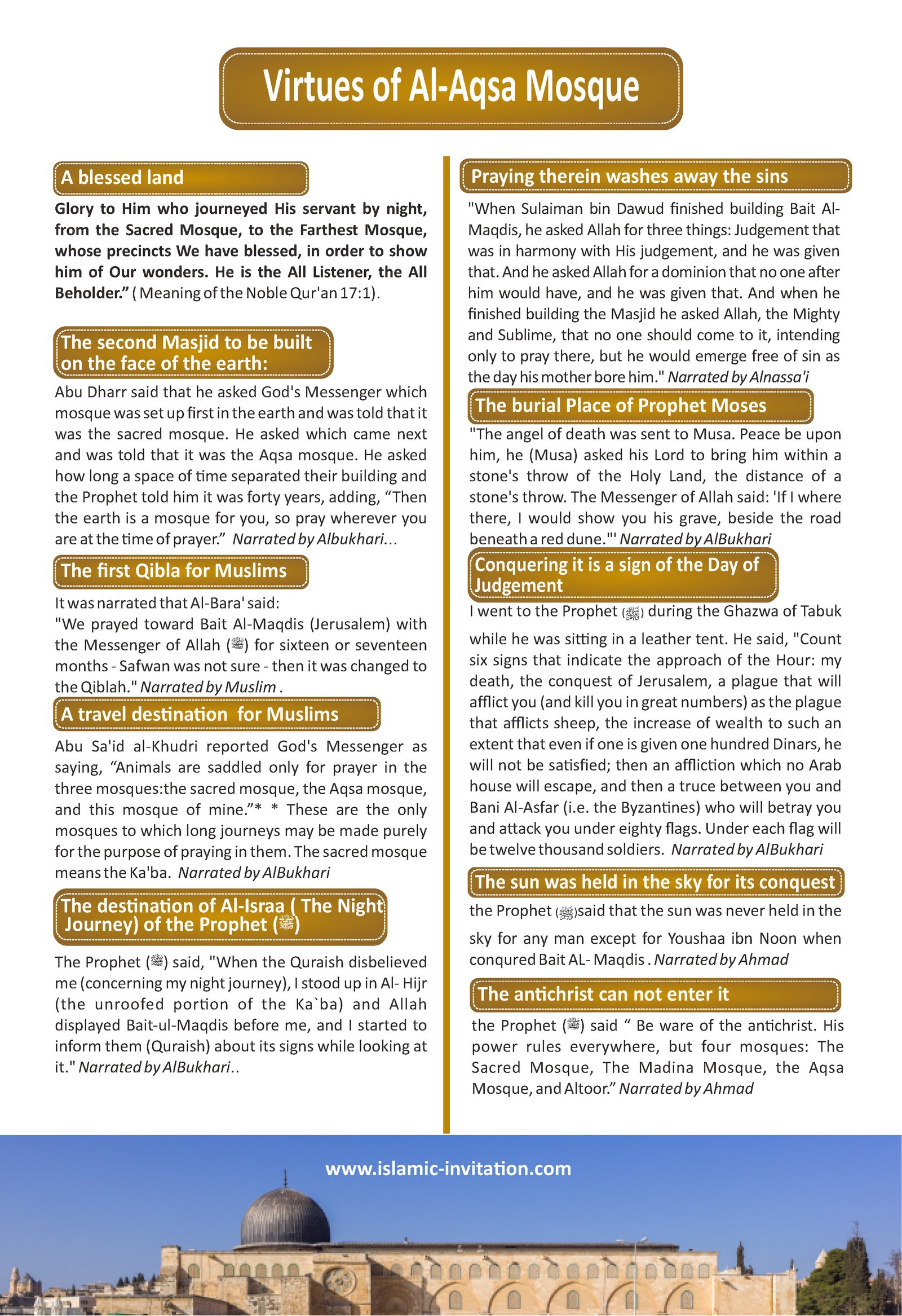 Virtues of Al-Aqsa Mosque