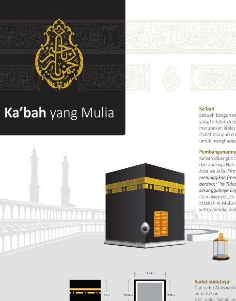 Ka’bah yang Mulia
Infografik ini memuat berbagai informasi tentang Ka’bah yang mulia, mencakup: Ka’bah, ukurannya, Maqam Ibrahim, kelambu Ka’bah, Al-Multazam, Hajar Aswad, Al-Huthaim.