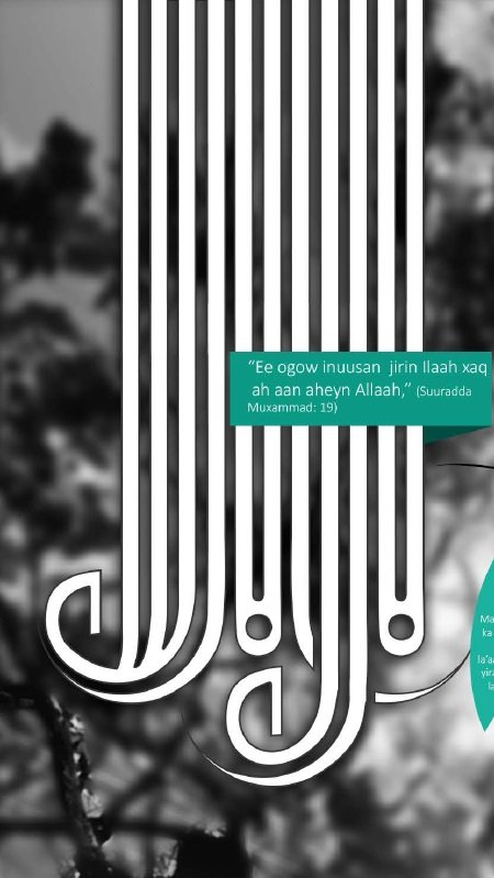 Laa ilaaha illal Laah (Ma jiro ilaah xaq ah aan ahayn Allaah
Infoo garaafkan wuxuu sharxayaa macnaha kelmedda laa ilaaha illal Laah (Ma jiro la caabude xaq ah aan ahayn Allaah) iyo fadligeeda iyo meelaha lagula yimaado.